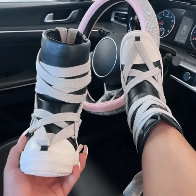 Women Men High Top Platform Sneakers Casual Lace Up Chunky Fashion Street Walking Shoes Comfortable Ankle Sneakers Plus Size 44