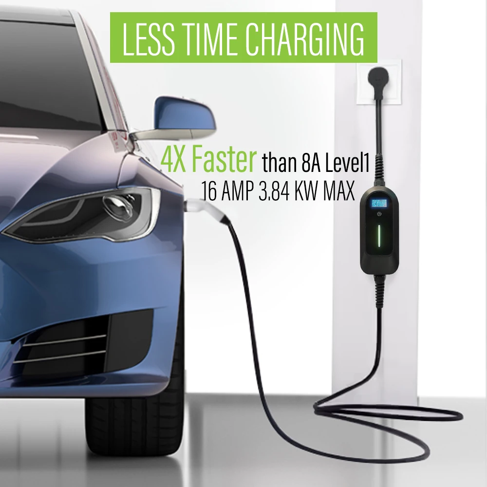 EV Charger  China 16A 3.5KW Portable Adjustable Electric Cars Home Charging 5M Cable Schuko Plug