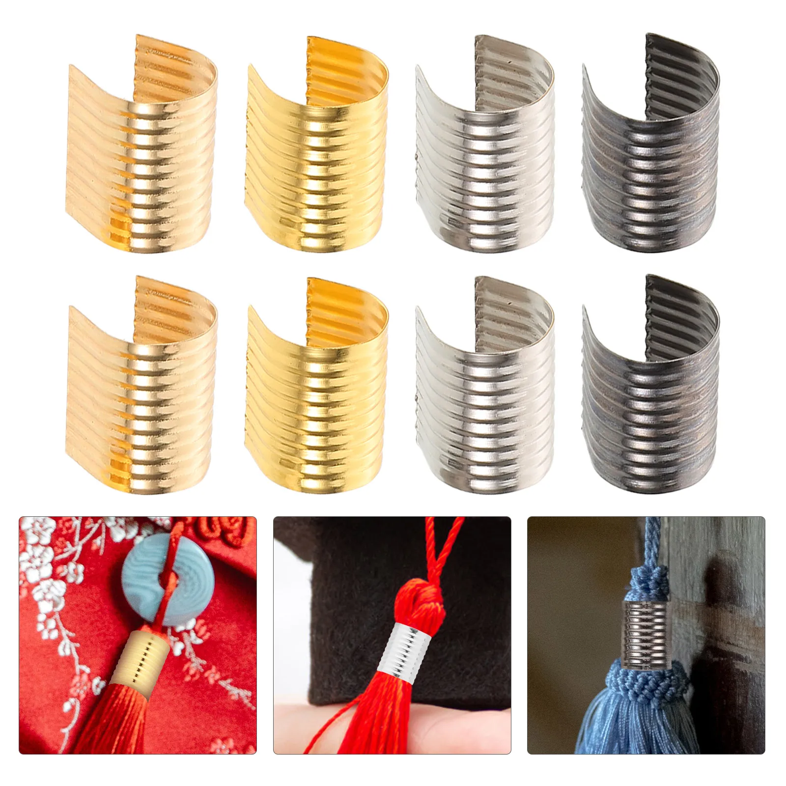 

240pcs Rope Tubes Metal Tassel Fixing Clips Diy Crimp Clasps Jewelry Making Bag Decoration Craft Durable Stylish Handbag Clasps