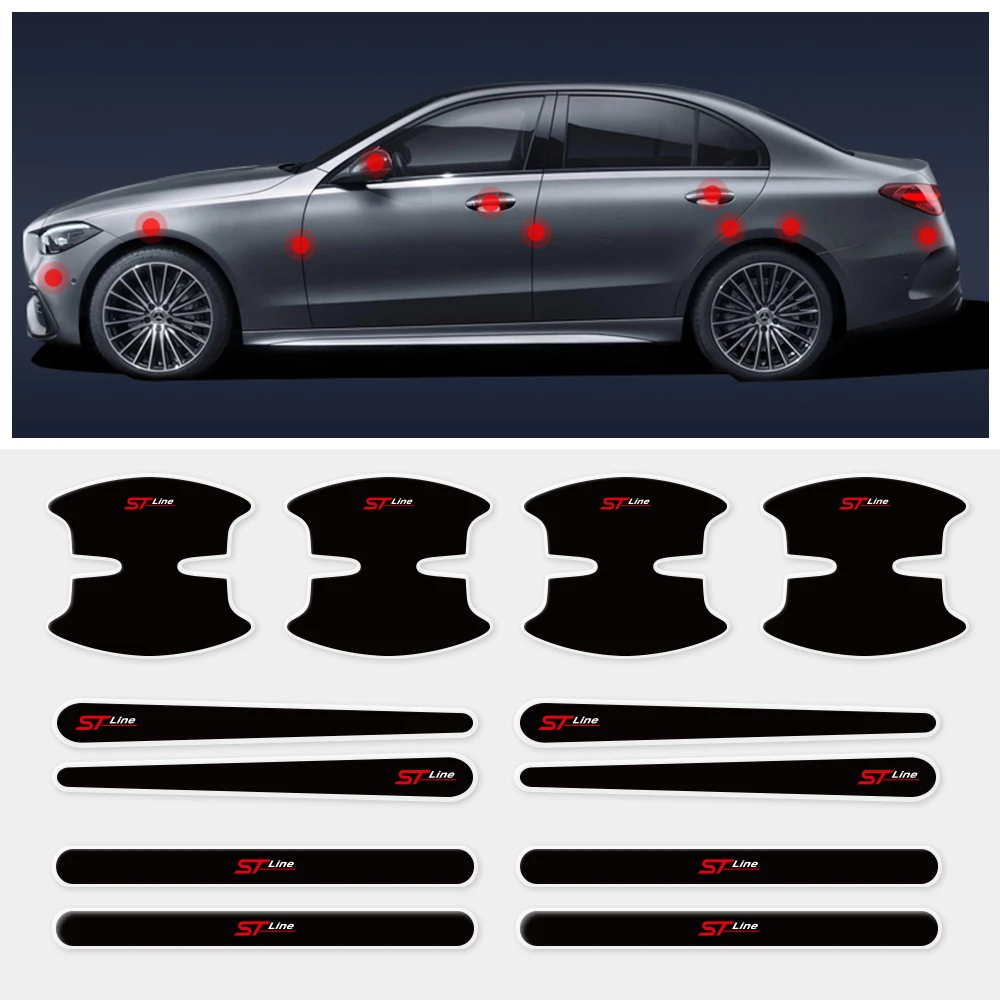 For Ford Fiesta Mondeo Fusion ST LINE Car Door Handle Bowl 4/8pcs Scratch Protective Invisible Silicon Transparent Stickers