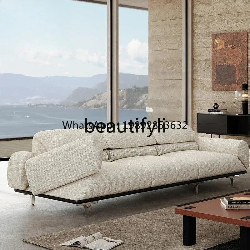 FF Adjustable Armrests】Shuying Function Living Room Sofa Mid-century Style Straight Row Simple Fabric Sofa