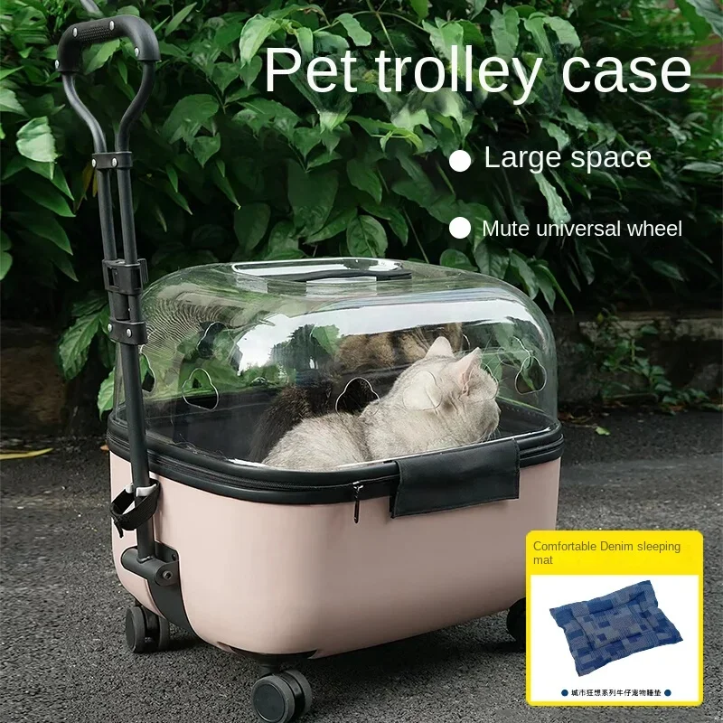 Ergonomic Pet Carrier with Smooth Wheels and Secure Lock, A Convenient Solution for Traveling with Your Furry Friend