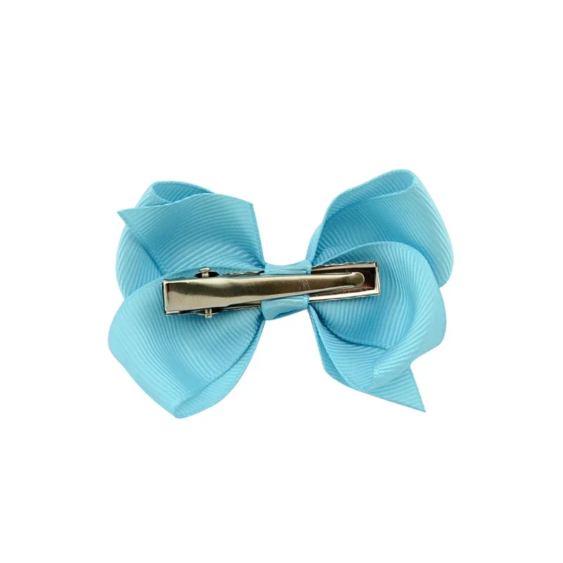 1Piece 3Inches Grosgrain Ribbon Bows Hair Clip for Kids Girls Solid Color Bowknot Classic Bubble Bow Hairpins Hair Accessories