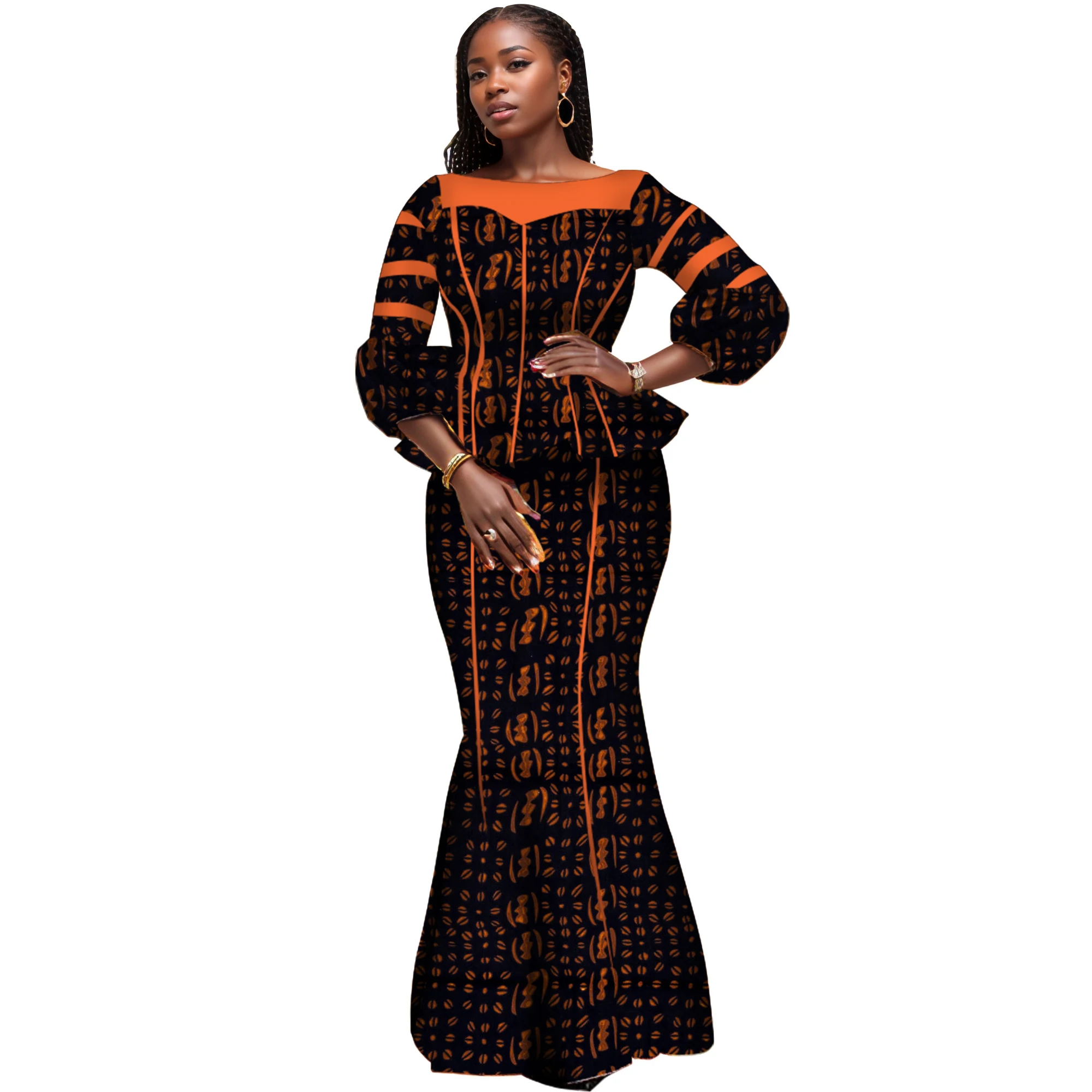 African Women Skirt Set Dashiki Hight Quarlity Cotton Crop Top and Skirt African Clothing Good Sewing Women Suits WY3710