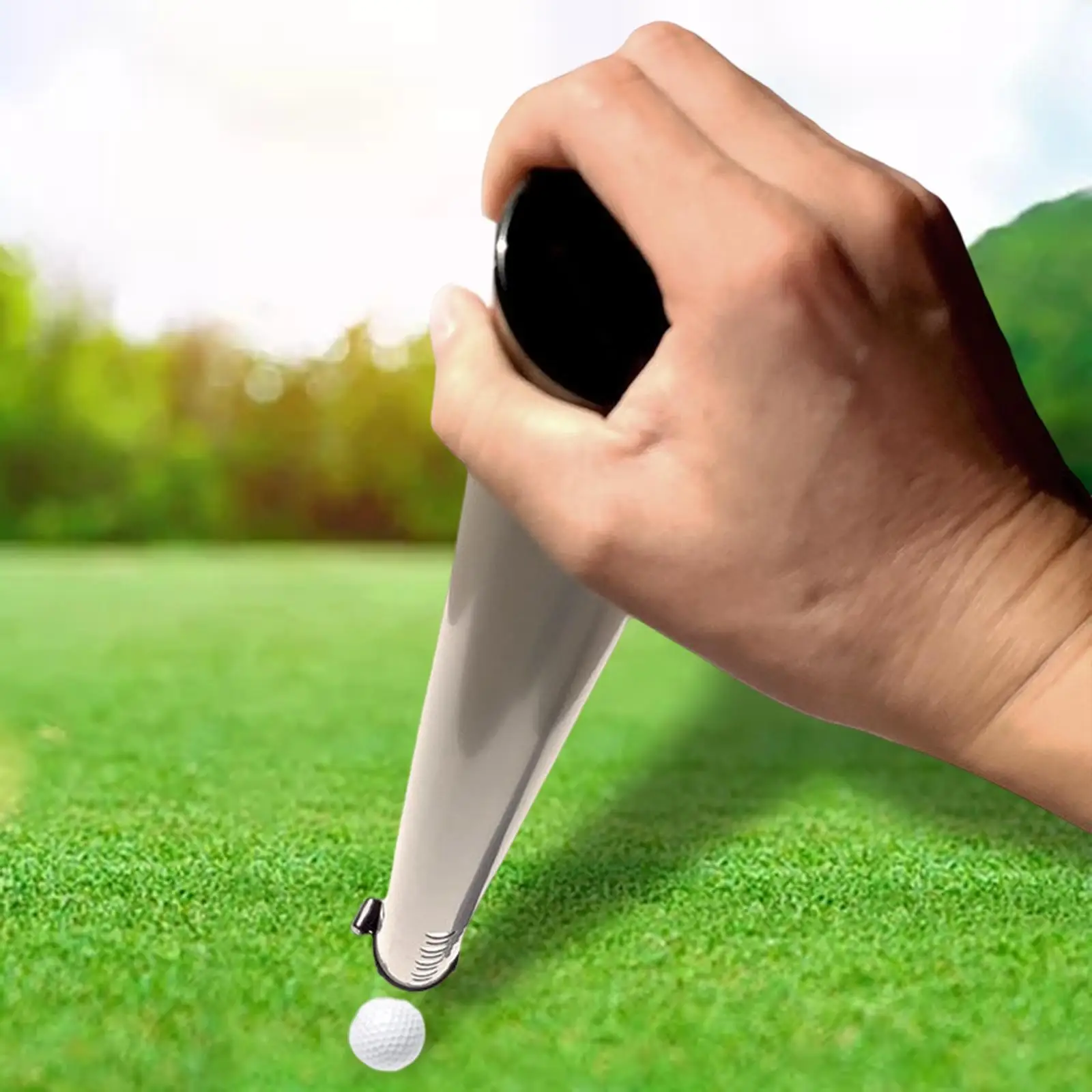 Alumínio Golf Ball Retriever, Pick up Sucker Tool, Golf Ball Holder com Foot Release, Golf Ball Shag Tube para homens e mulheres Prática