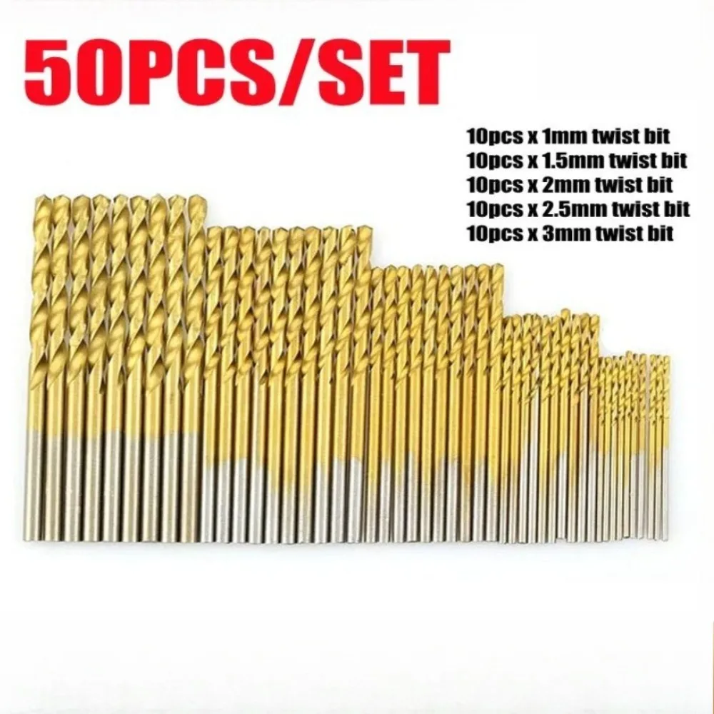 

50PCS 1/1.5/2/2.5/3MM High Speed Steel Twist Drill Bit Set Micro Straight Shank Wood Tools for Electric Drills