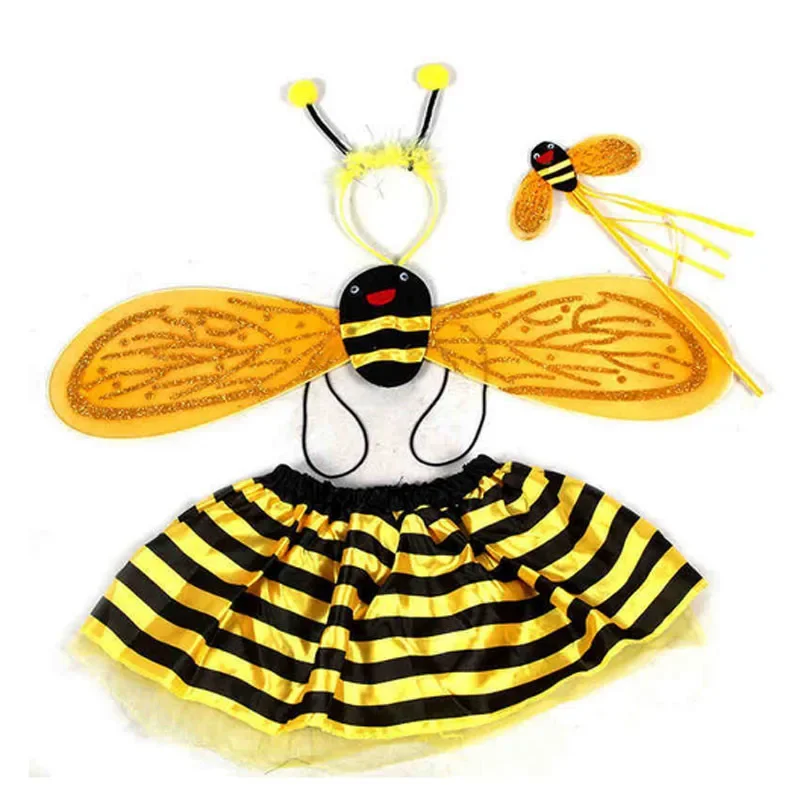 

Kids Girls Bee Ladybug Wings Headband Fairy Wand Skirt Theme Party Princess Christmas Xmas Props Halloween Costume Cosplay