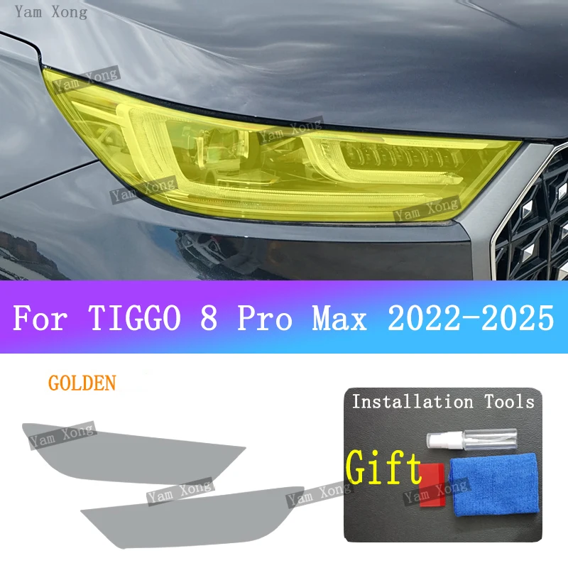 

For CHERY TIGGO 8 Pro Max Car Exterior Front Lamp Transparent Protective Cover Sticker Headlight Light Black Anti-Scratch Film