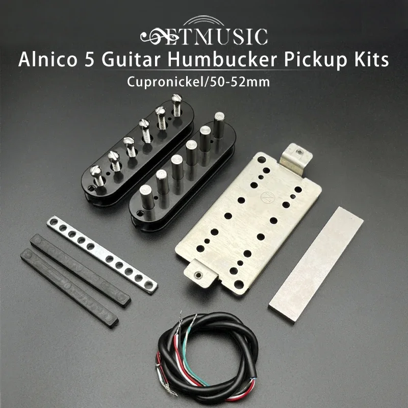 [Pickup DIY Kits] Alnico 5 Humbucker Pickup Kits-Cupronickel Baseplate/ Fixed/Adjustable Pole Piece/4C Cable Pickup Kits