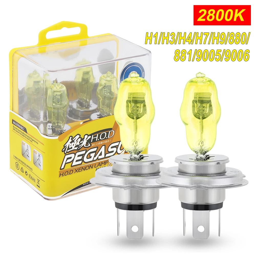 

2pcs H1/H3/H4/ H7/H9/H11/880/881/9005/9006 3000LM 100W 2800K White Light Super Bright Car HOD Halogen Lamp Auto Front Headlight