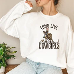 Long Live The Cowgirls Sweatshirt Retro Western Cowgirl Hoodie Country Girl Howdy Jumper Country Girl Trendy Crewneck Sweatshirt