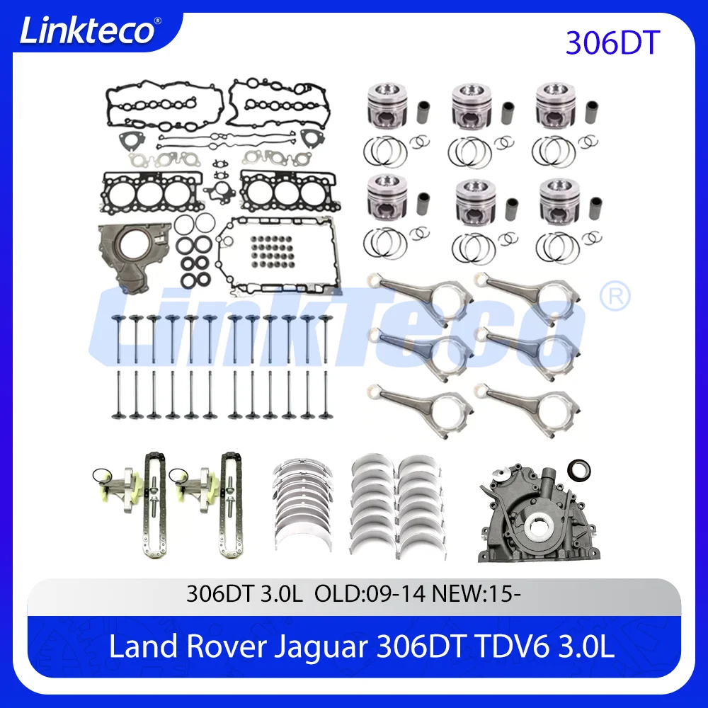 Engine Piston Rebuild Gakset Kit Connecting Rod Bearing Set For 3.0 T L 306DT Land Rover Range Discovery Jaguar XF 3.0L Diesel