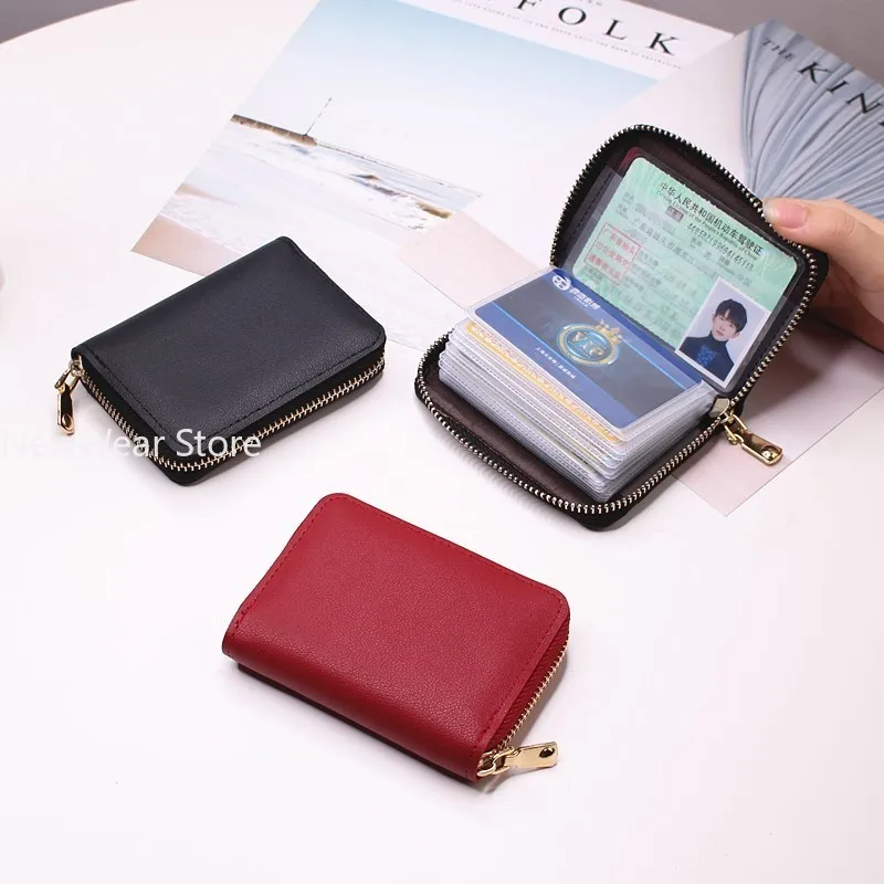 Women/Men Business Card Holder Wallet Case Red/black/gray/yellow/blue/purple Credit Card Holder Case 26 Bits Zipper Card Wallet