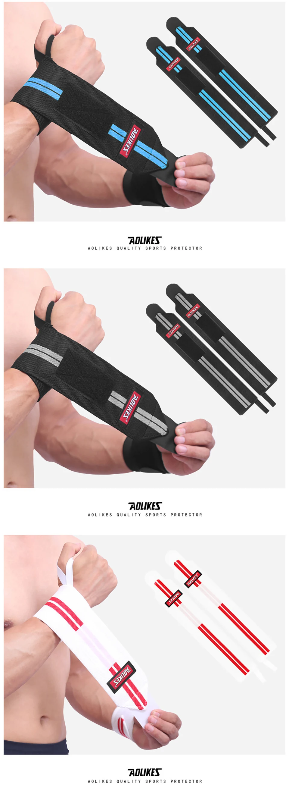AOLIKES Fitness Handgelenkbandagen Gewichtheben Gym Handgelenkstützen Cross-Training Gepolsterte Daumenbandage Krafttraining Handunterstützung Handgelenkband – Detail 15