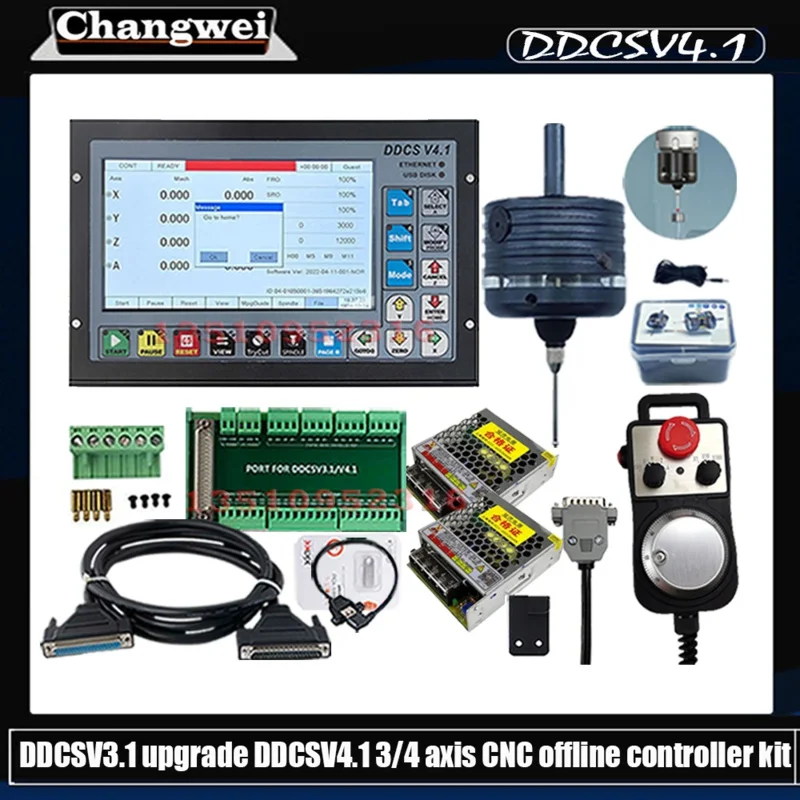 Ddcsv3.1 Upgrade Ddcsv4.1 4 Axis G Code Offline Cnc Independent Controller Mach3 3D Edge Finder E-Stop Mpg Handwheel 75W24V