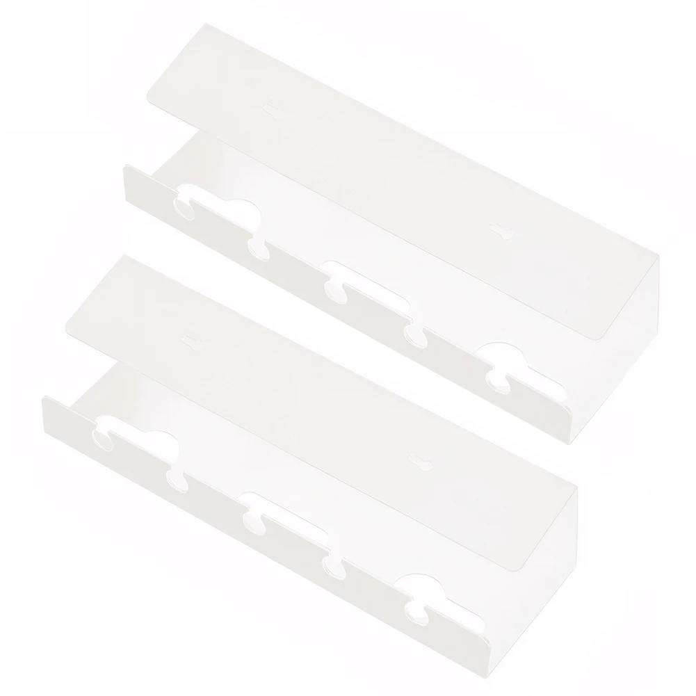 2Pcs Under Desk Cable Management Tray Self Adhesive Cord Organizer No Punching Under Desk Cable Shelf for Power Strip Adapter