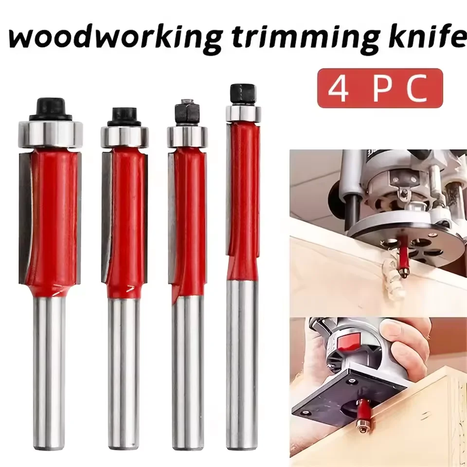 

Versatile Trimming Detailing Kits - 4pc Effective Premium Woodworking Router Bit Set For Smooth Cutting Professional Finish New