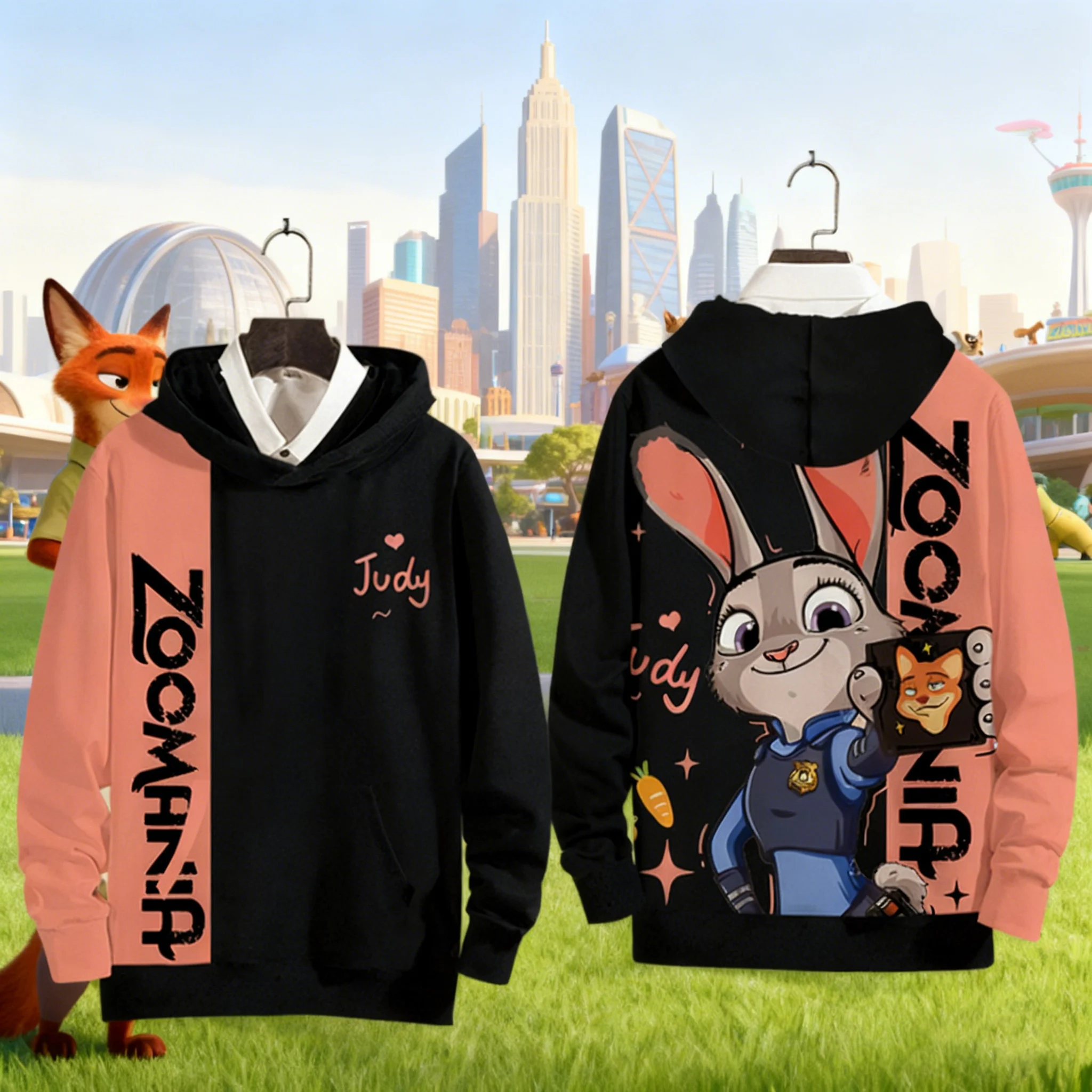 

Новая толстовка Zootopia2, пуловер с капюшоном Judy Hops для мальчиков и девочек-подростков, взрослых, зимний теплый повседневный спортивный топ с длинными рукавами