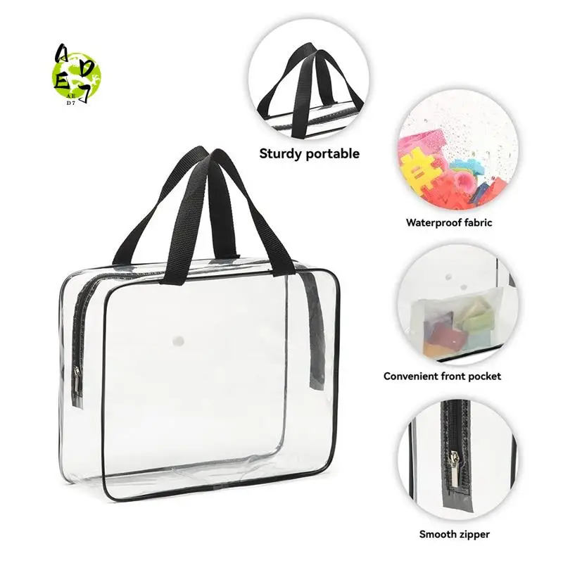 

AED7-6 Packs Toy Storage Bags,Reusable Clear Storage Bags With Front Pocket,Waterproof Toy Organizer Bags