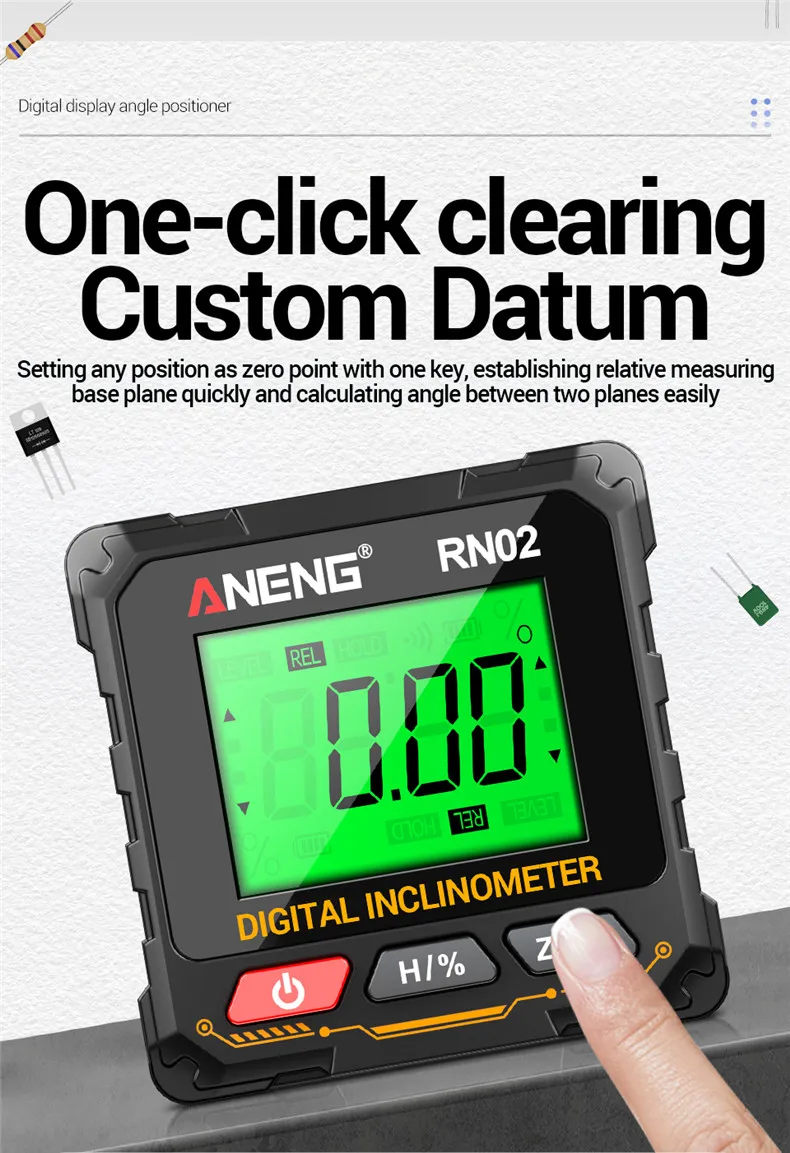 ANENG RN01/RN02/RN03 Digitaler Neigungsmesser Vierseitig Magnetisch Automatische Bildschirmumklappung Multifunktionaler Mehrwinkel-Horizontalmesser – Detail 22