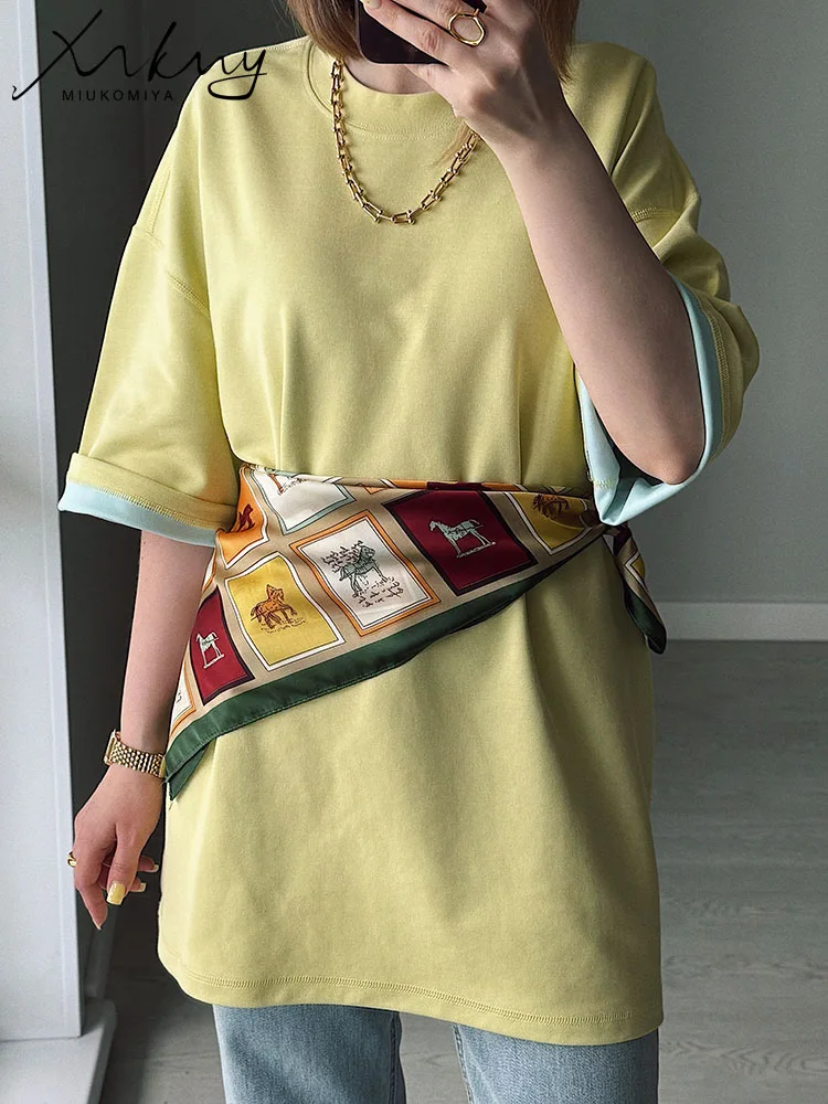 

MiuKoMiYa Cotton Oversized T Shirts For Women Summer Couple T Shirts Outfits Short Sleeve Tees Female Loose T Shirt Ladies