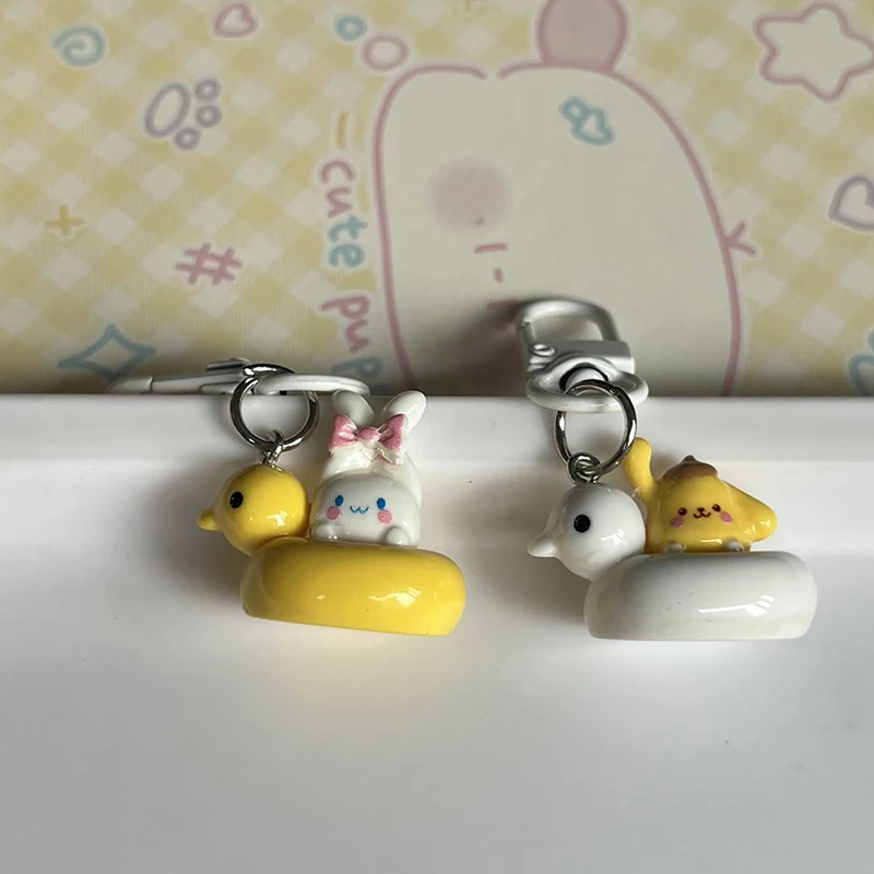 Cute Cartoon Anime Duck Keychain Lovely Car Key Chain For Girl Bag Pendant Decor School Bag Ornaments Accessories