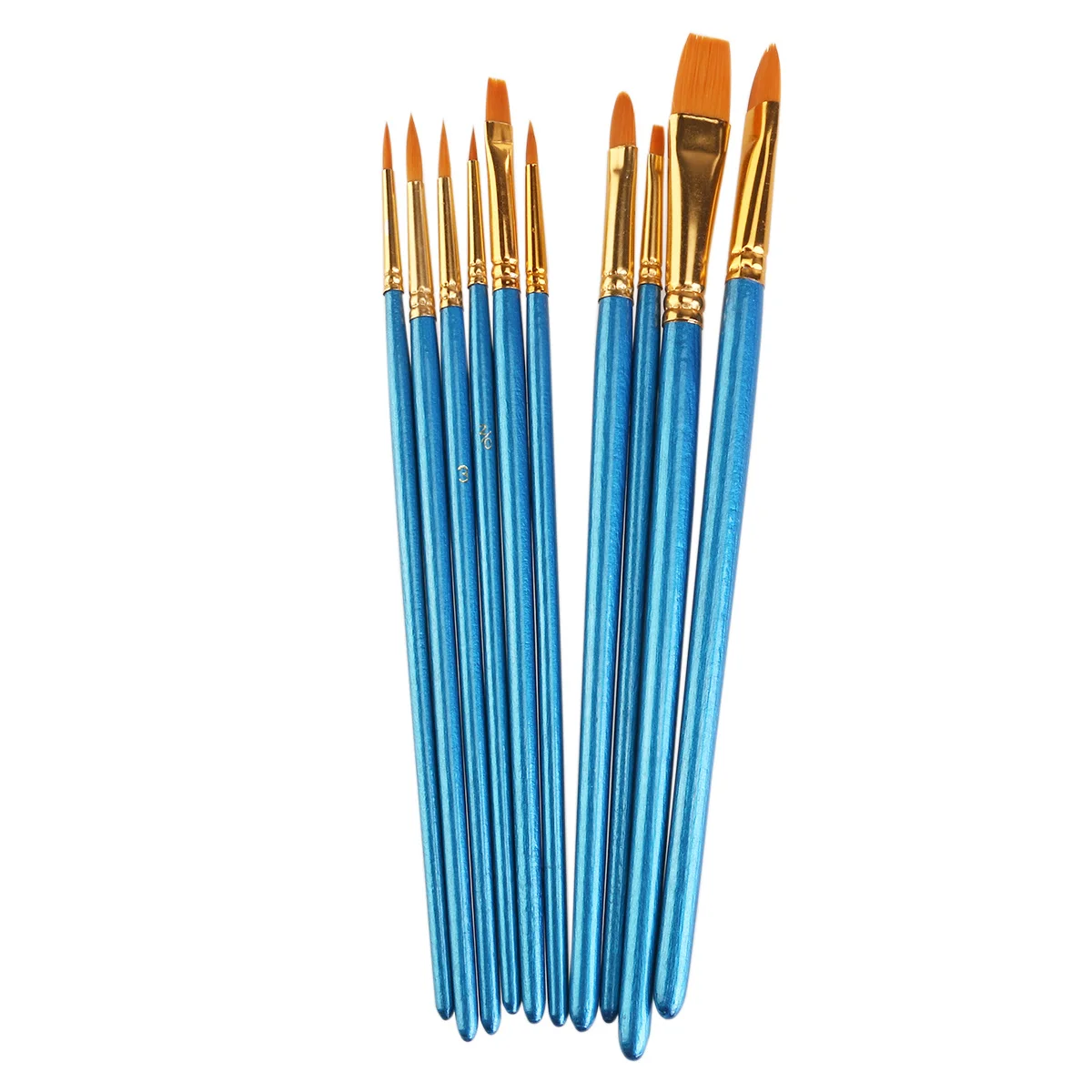 

10Pcs Paint Brush Set Blue Nylon Watercolor Painting Brushes for Acrylic Gouache Art Supplies 173-191Cm Wood Handle