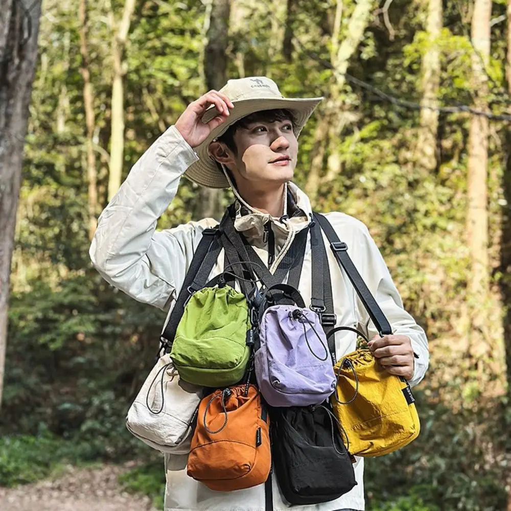 

Портативная спортивная нейлоновая сумка через плечо, однотонная сумка через плечо на шнурке, повседневная мужская сумка для мобильного телефона в корейском стиле