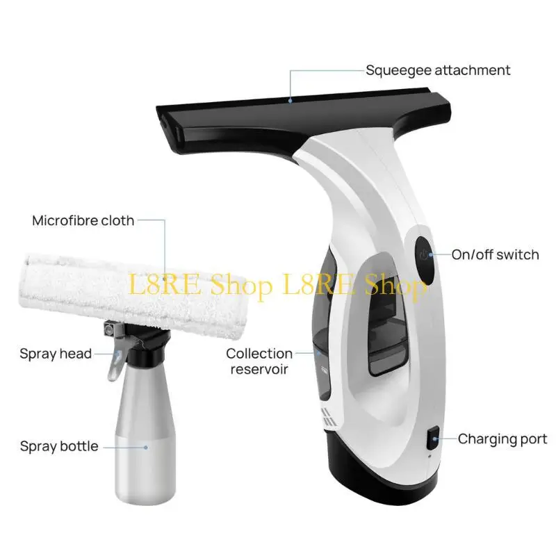 L8RE النافذة المحمولة منظف الزجاج اللاسلكي تنظيف اللاسلكي مع إعادة شحن