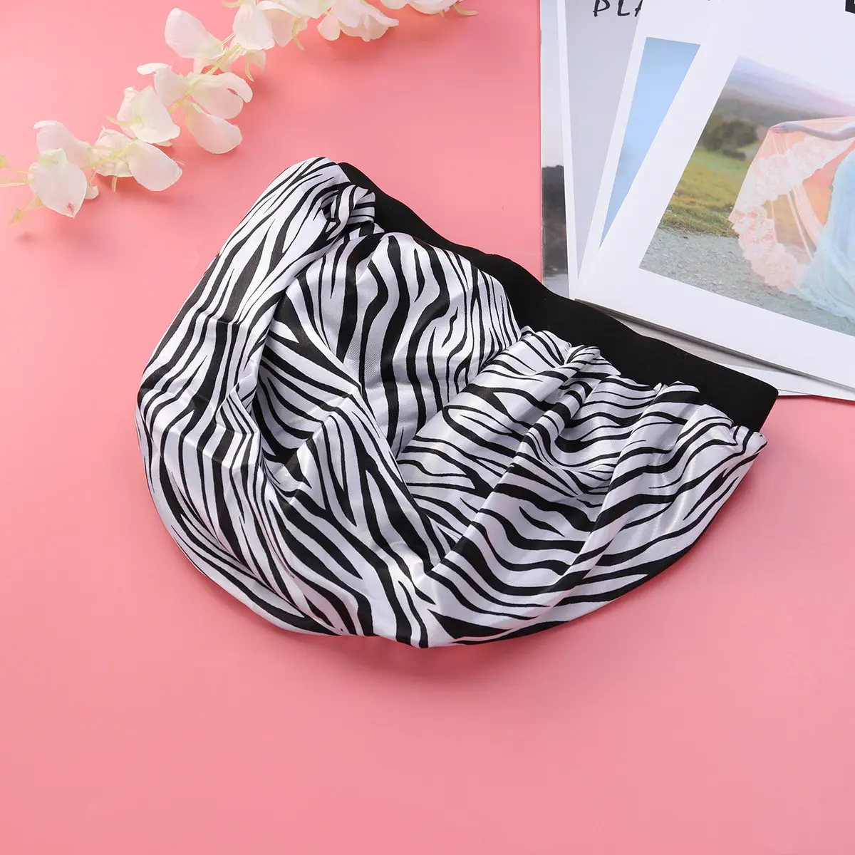 

Широкая эластичная шапочка для сна с защитой от выпадения волос, большой размер, белая полосатая, для химиотерапии, для женщин и девочек