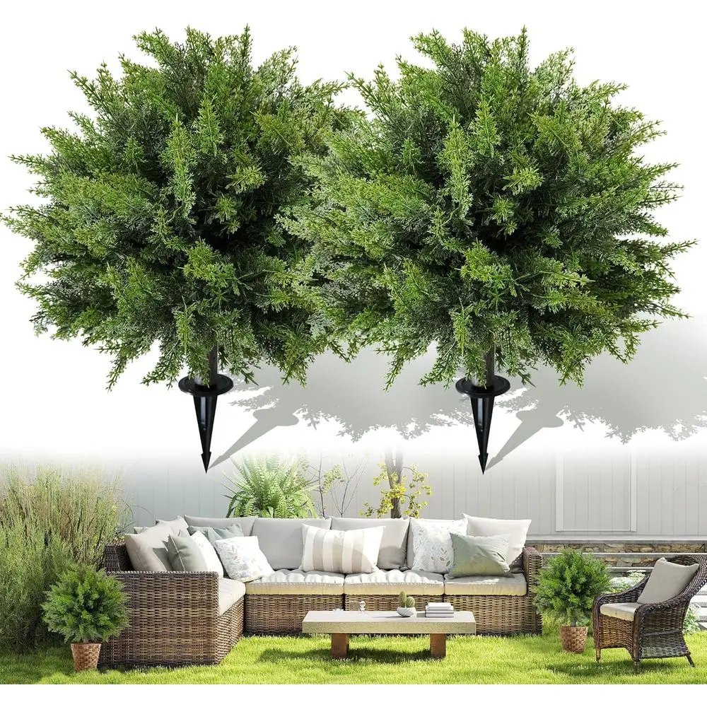 

23 Inch UV-Resistant Artificial Topiary Ball Trees, Set of 2, for Outdoor and Indoor Decor