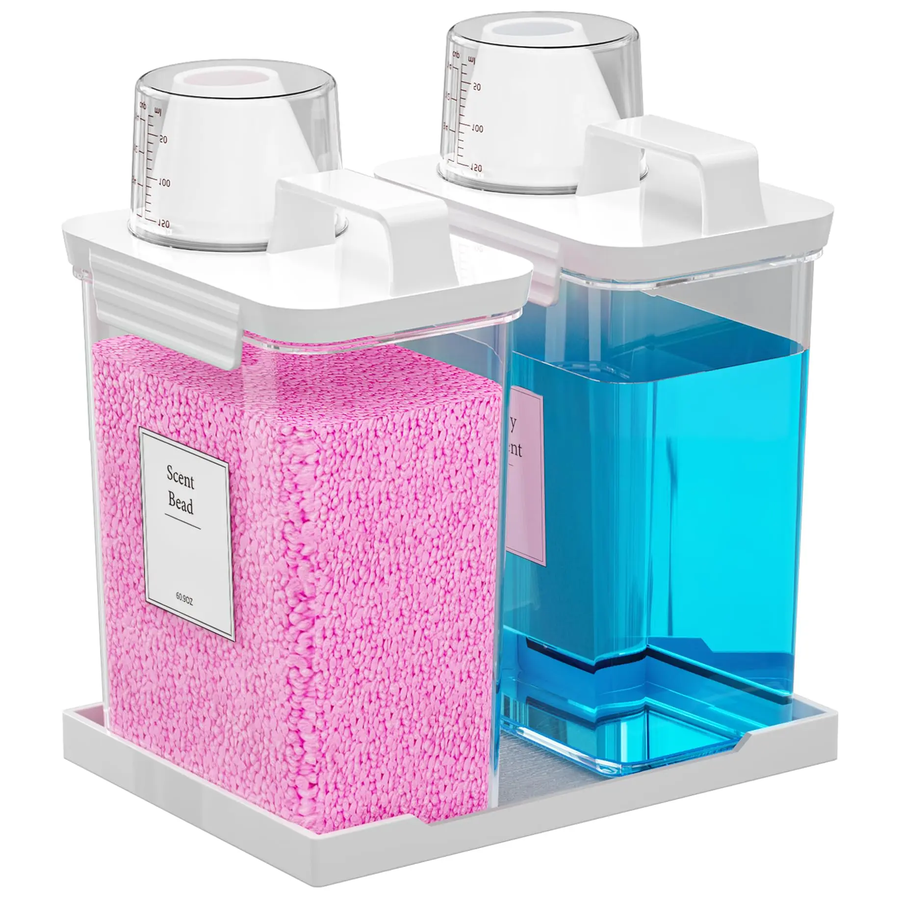 

2 Pack Liquid Laundry Detergent Dispenser,61 Oz Laundry Soap Containers Clear Plastic Laundry Powder Dispenser for Laundry Room