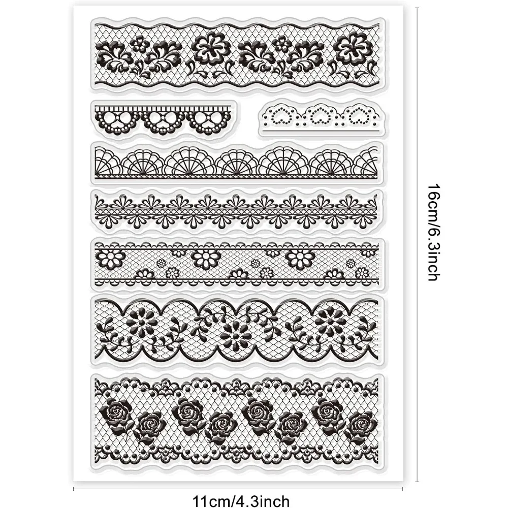 Lace Flower Border Clear Stamps Transparent Silicone Stamp for Card Making Decoration and DIY Scrapbooking