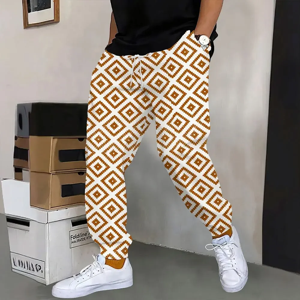 Autumn Men Outdoor Sports Pants Fashion pattern Printed Sweatpants Men Loose Pocket Drawstring Winter Sweatpants clothes for man