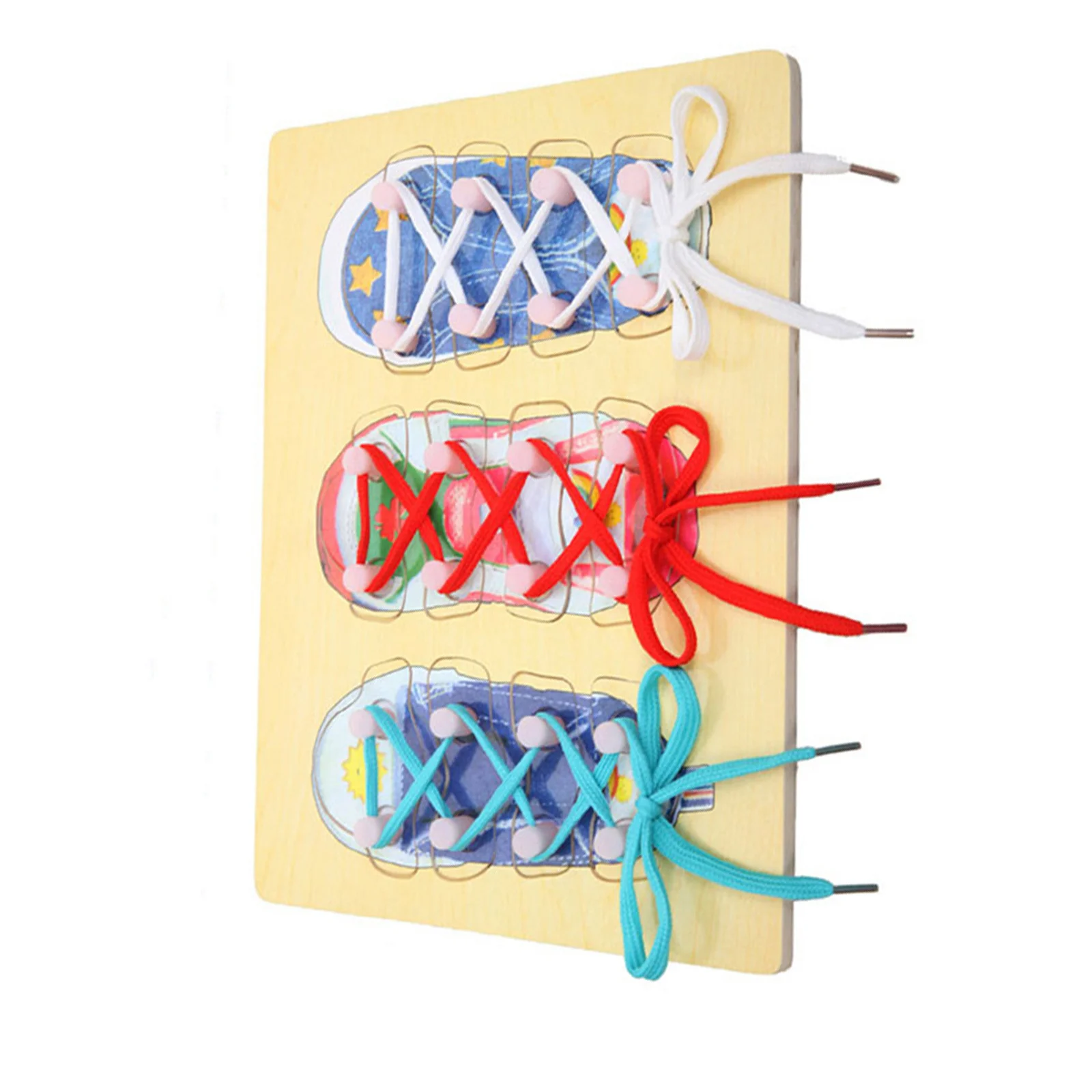 Planche de puzzle à enfiler les lacets en bois, enseigner les enfants à nouer les chaussures, développer la motricité fine, idéale pour l'apprentissage préscolaire et
