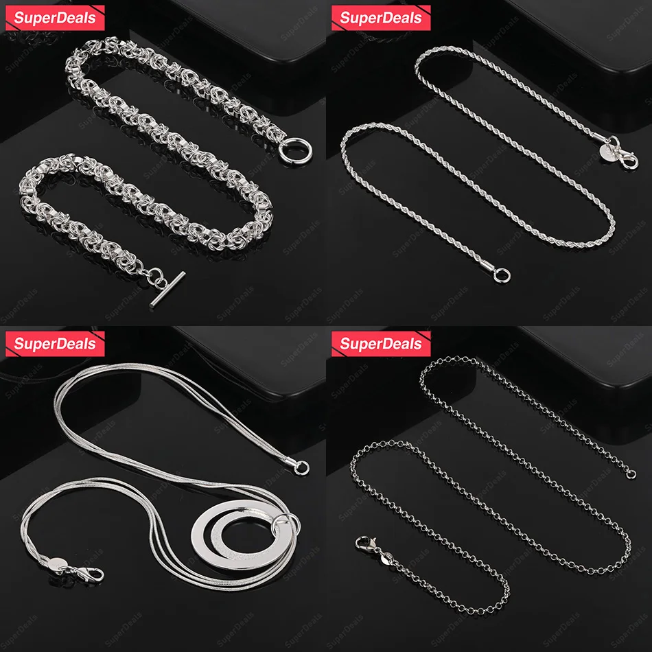 

SuperDeals 925 Sterling Silver Snake Chain O Chain Twisted Rope Chain Keel Necklace Women Party Birthday Banquet Fashion Jewelry