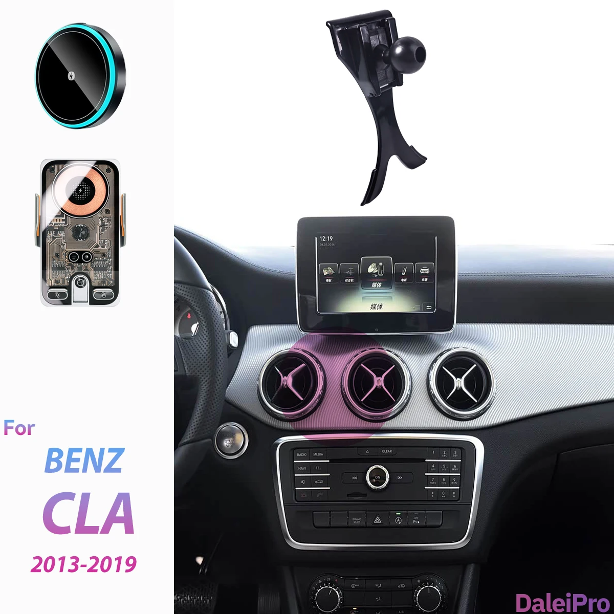 Für 2013-2019 Mercedes Benz CLA C117 Auto-Handyhalterung Kabelloses Ladegerät Magsafe-Halterung Automatische Klemmung Starker Magnet Zubehör