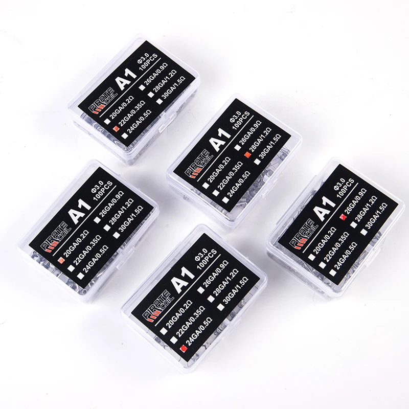 100개/박스 고품질 A1 코일 와이어 히팅 저항 프리메이드 코일 DIY 프리빌트 코일 와이어 3.0 원형 직경