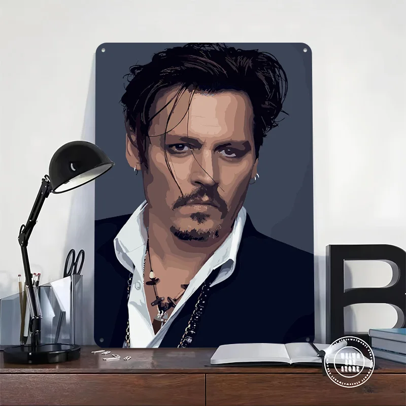Johnny Depp 3D Texture Printed Poster Custom Vintage Metal Tin Plate Sign for Wall Art Luxury Decoration Home Decor Accessories