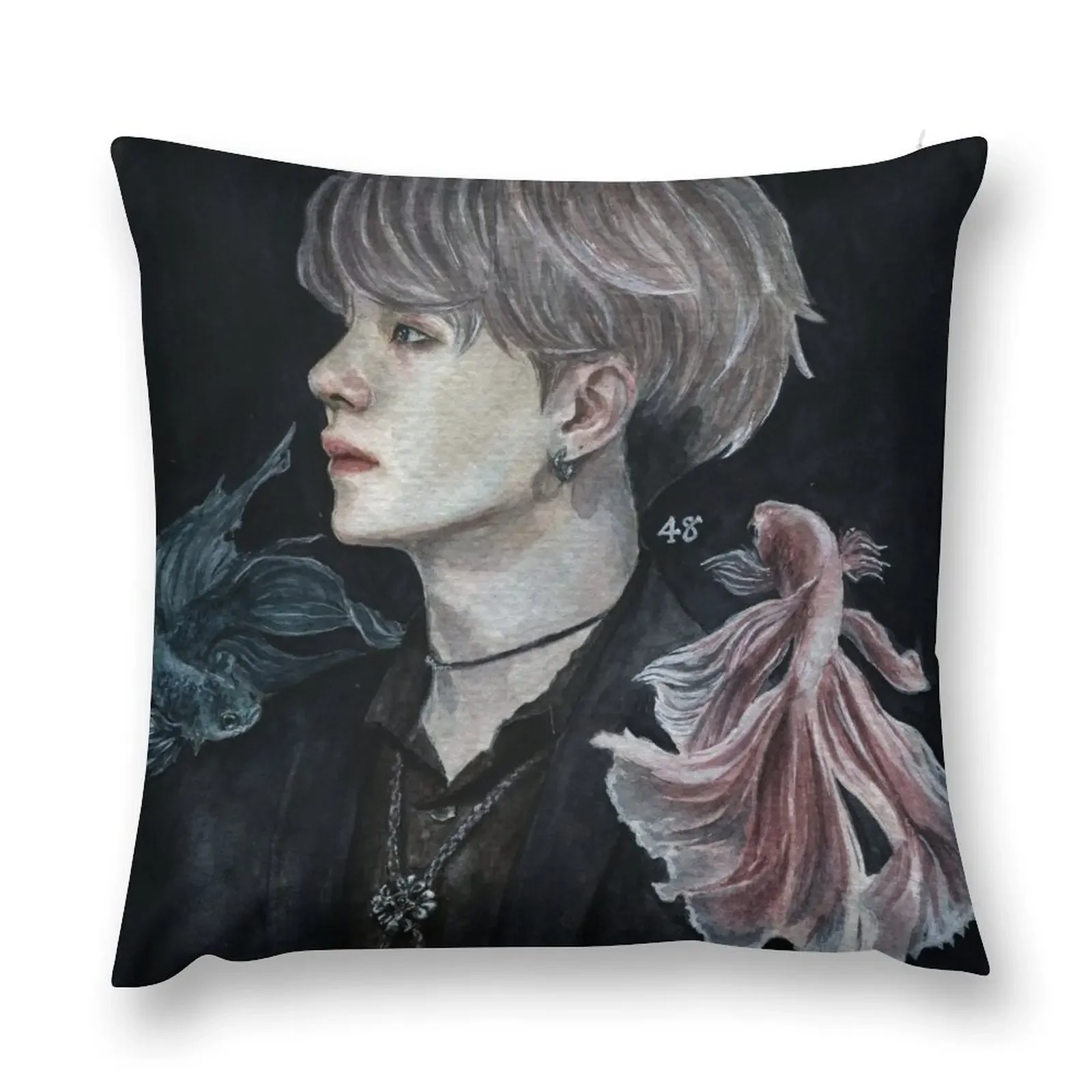 Yoongi x fishies Throw Pillow Couch Pillows Room decorating items pillow cover christmas Sofa Covers For Living Room pillow