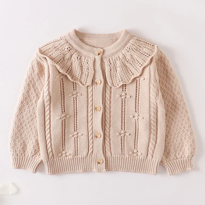 

Winter Spring Korean Style Newborn Baby Girls Sweater Coat Long Sleeved Solid Color Toddler Baby Girl Knitting Cardigan Coat