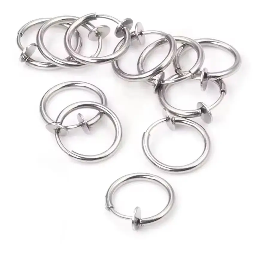 50pcs/lot Stainless Steel Spring Earrings Clip Nose Ring Belly Button Ring for Ear Hole Women/Men Jewelry Accessories