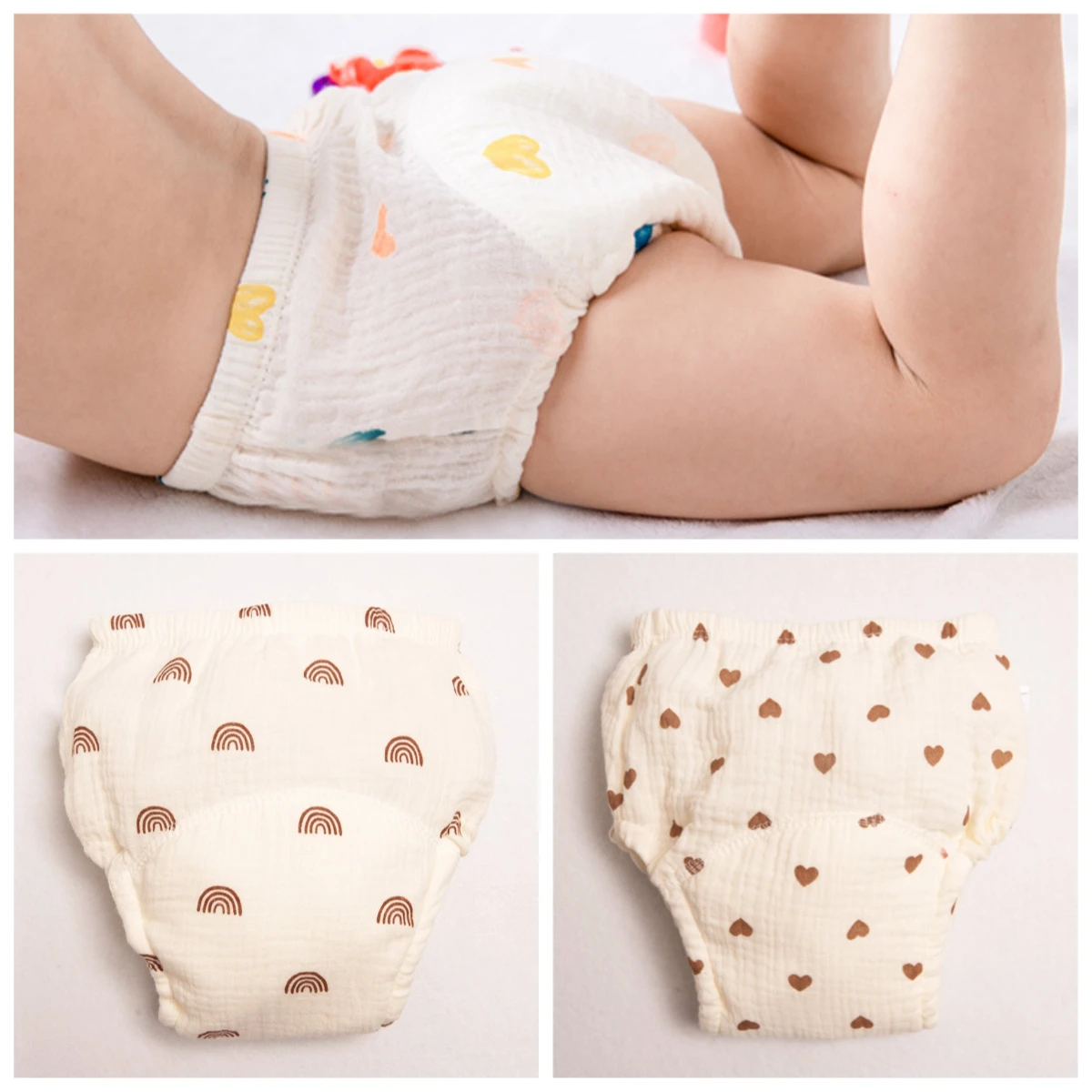 3pc Cotton Gauze Underwear for Baby Training Pants Girls Boys Breathable Toddler Diaper Pants Reusable Nappies Baby Diapers