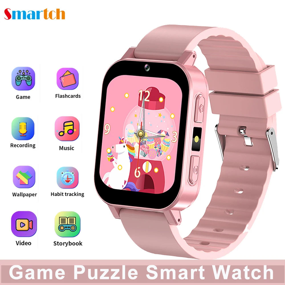 Kids Puzzle Game Smart Watch HD Camera Music Playing Alarm Clock Children Flashlight Learning Cards Sound Recording Smartwatch