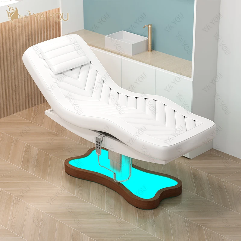 Luxurious base with lights 3 motors high quality white electric massage bed new facial bed beauty bed for beauty salon