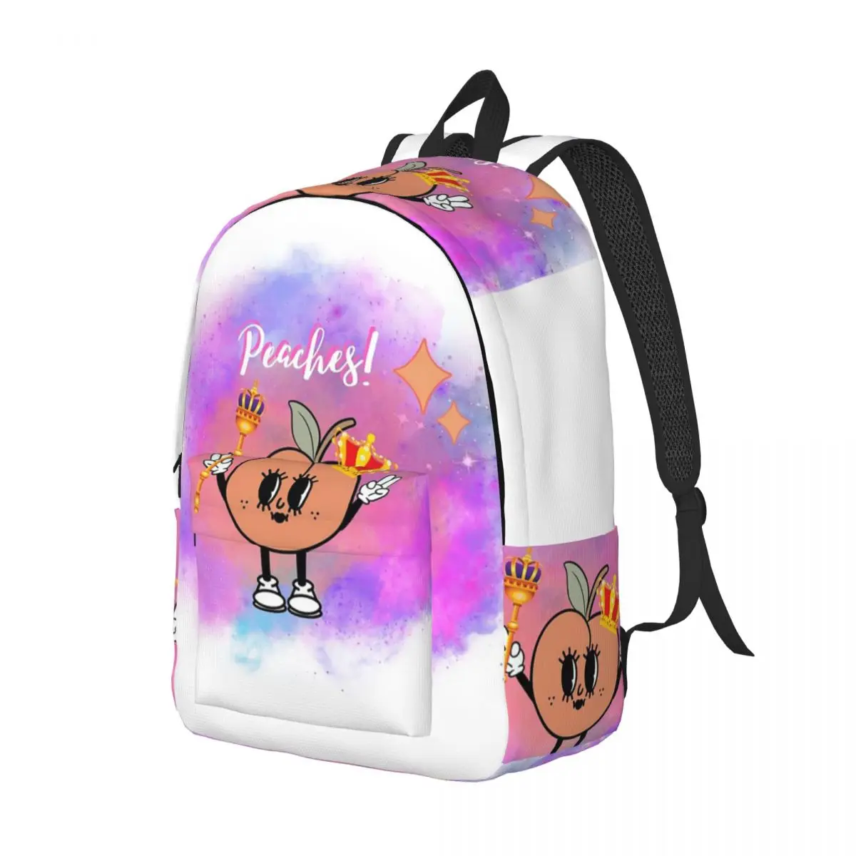 Magic Queen Of Peaches In Cute Cartoon Style Backpack Daypack Large Capacity Kids BookBag School Bag Shoulder Bags for Men Women