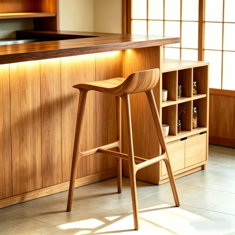 Tabourets de bar en bois peu encombrants, chaises de salle à manger uniques et minimalistes pour cuisine, mobilier universel Taburete Alto Salon