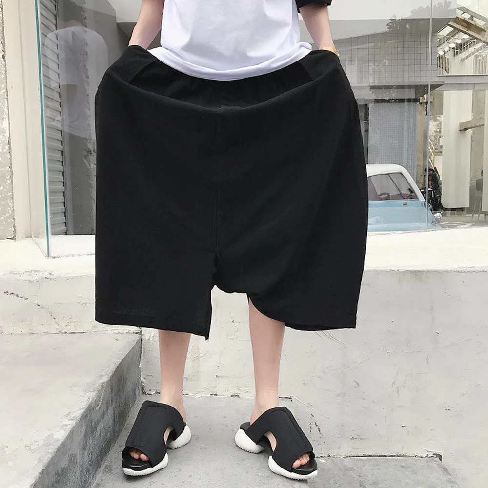 

Мужские летние брюки-кюлоты XS-5XL, однотонные, в американском ретро-стиле, модные, повседневные, свободного кроя, нишевая модель