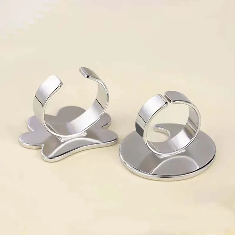 Conjunto de paleta de cores de anel de barra de cor de aço inoxidável de tamanho ajustável de 2 unidades para ferramentas de unhas fáceis de usar