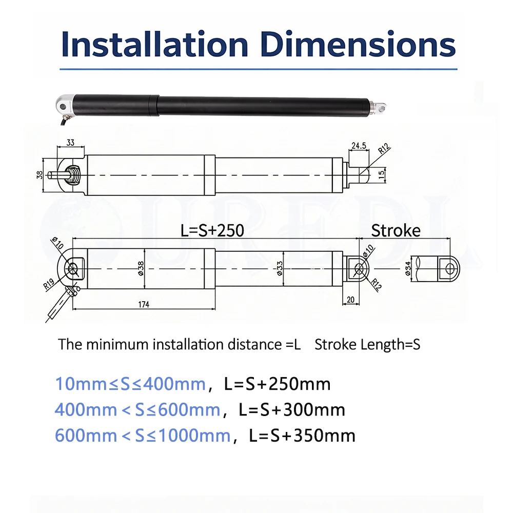 3000N High Force Permanent Magnet Brush Linear Actuator 12V 24V DC IP67 Waterproof Electric Motor for Home Appliance Smart Home
